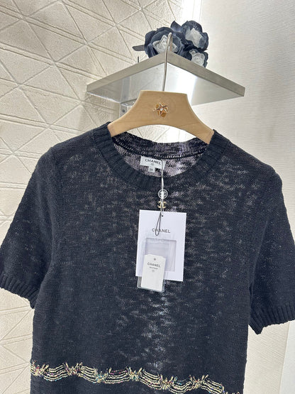 C*♥2025 new product Embroidered knitted short sleeves