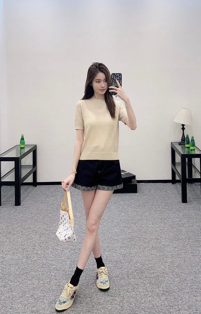 Louis*♥2025 new products Embroidered knitted short sleeves