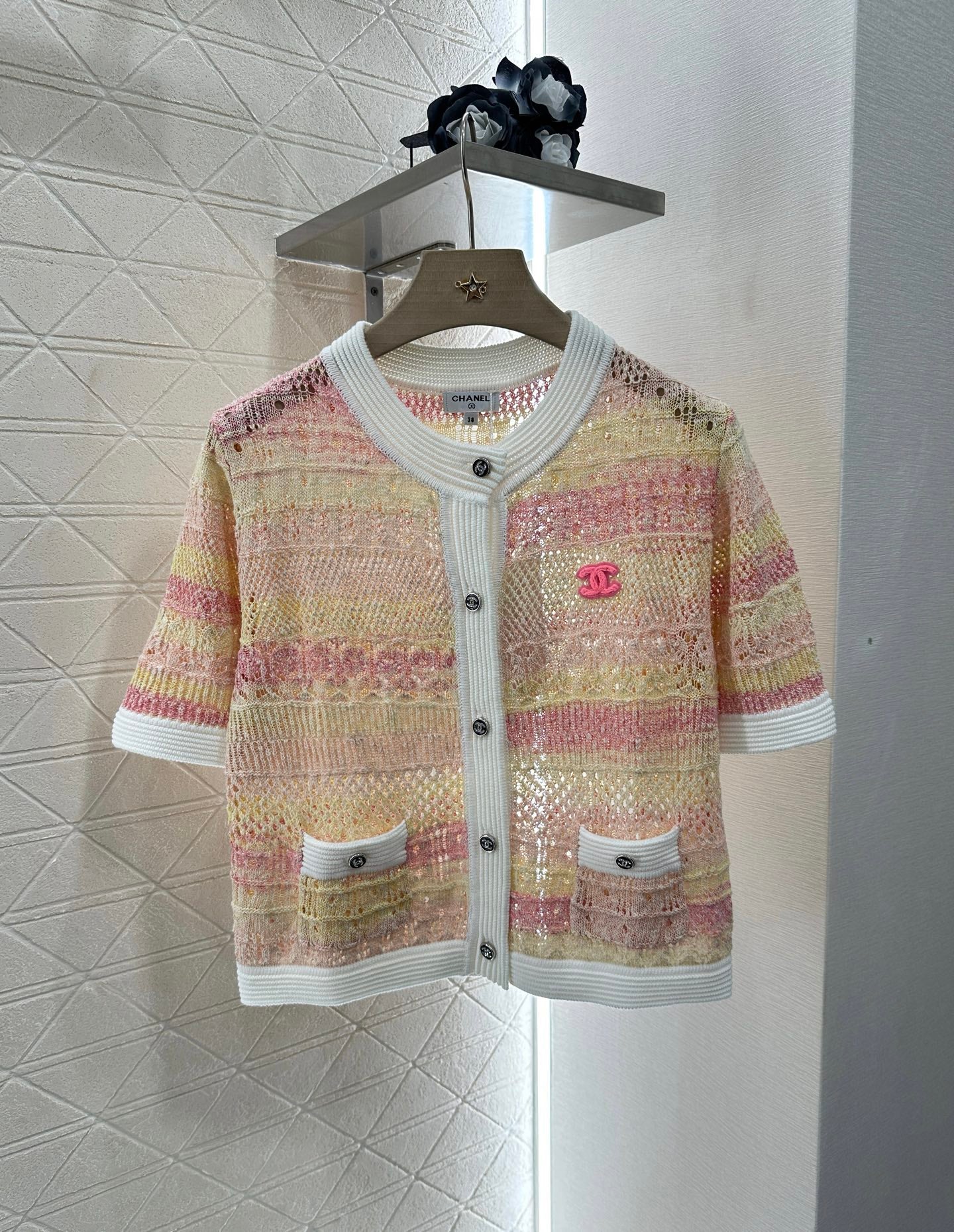 C*♥2025 new product Hollow knitted cardigan