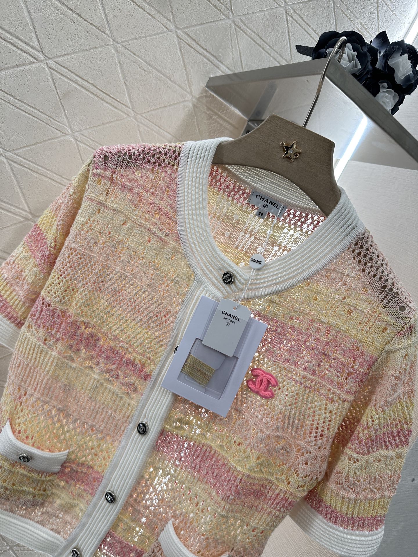 C*♥2025 new product Hollow knitted cardigan