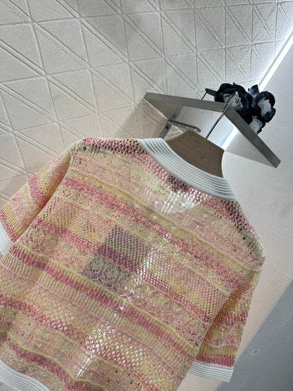 C*♥2025 new product Hollow knitted cardigan