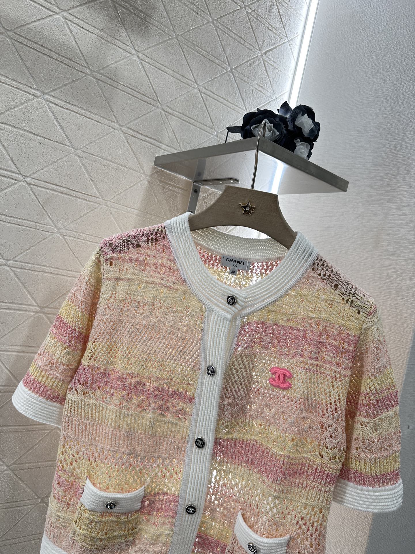 C*♥2025 new product Hollow knitted cardigan