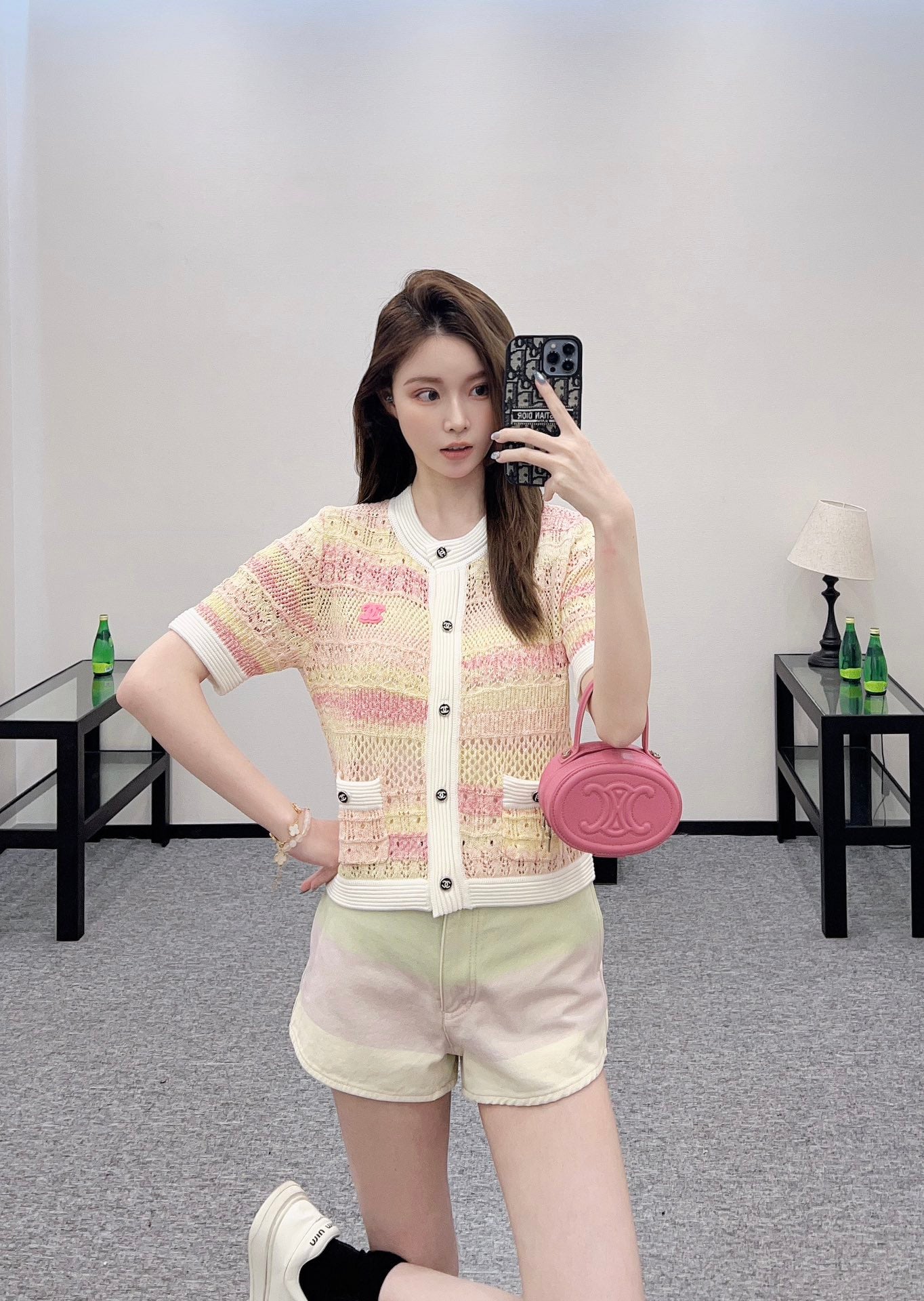 C*♥2025 new product Hollow knitted cardigan
