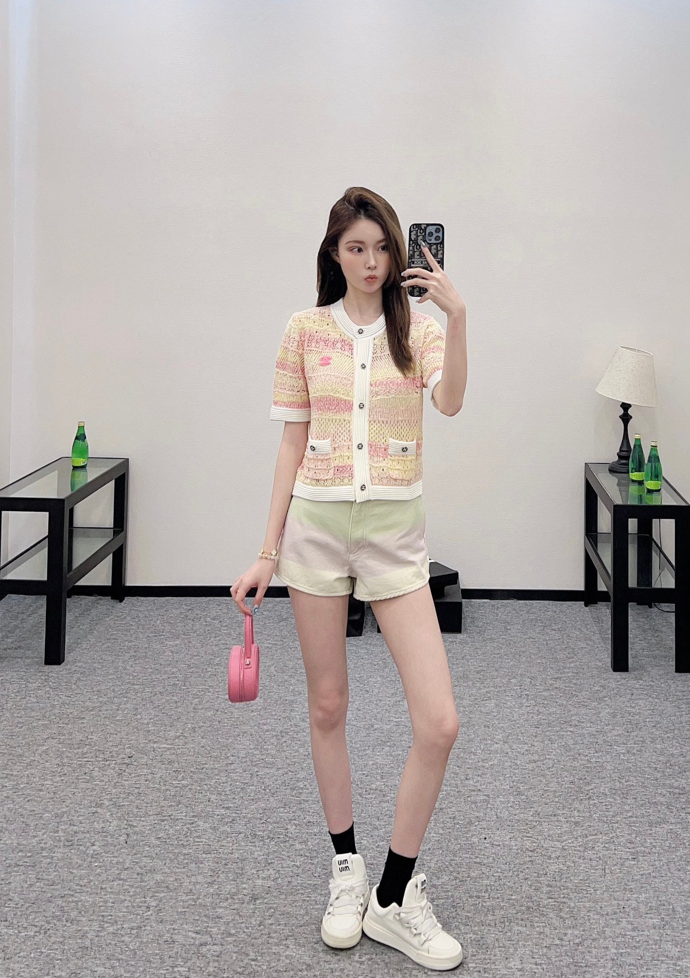 C*♥2025 new product Hollow knitted cardigan