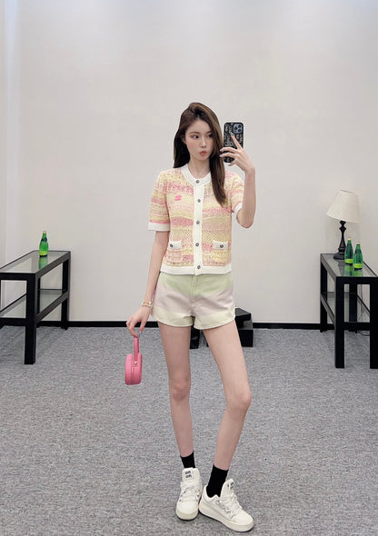 C*♥2025 new product Hollow knitted cardigan