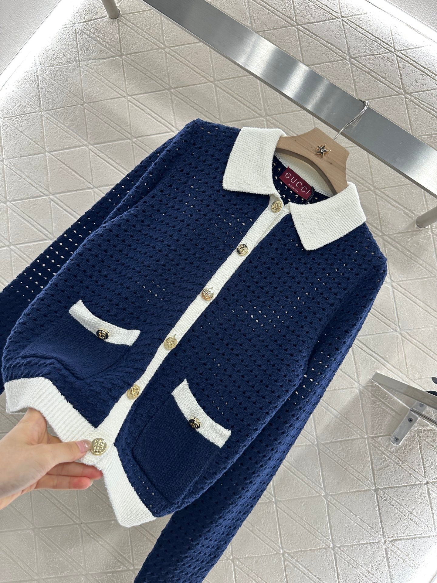 G*♥2025 new product Hollow knitted cardigan