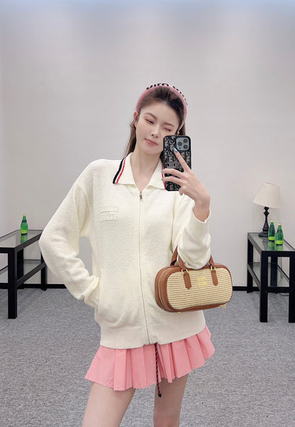 Mi*mi*♥2025 new product Zipper knitted cardigan