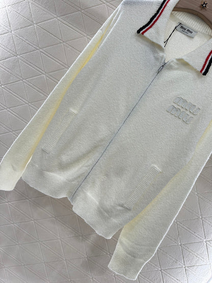 Mi*mi*♥2025 new product Zipper knitted cardigan