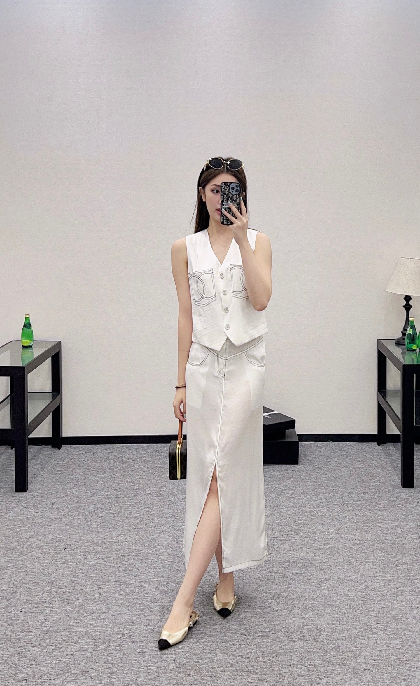 C*♥2025 new product Vest slit long skirt suit