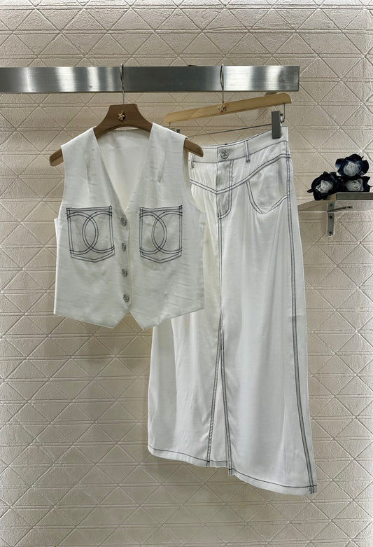 C*♥2025 new product Vest slit long skirt suit
