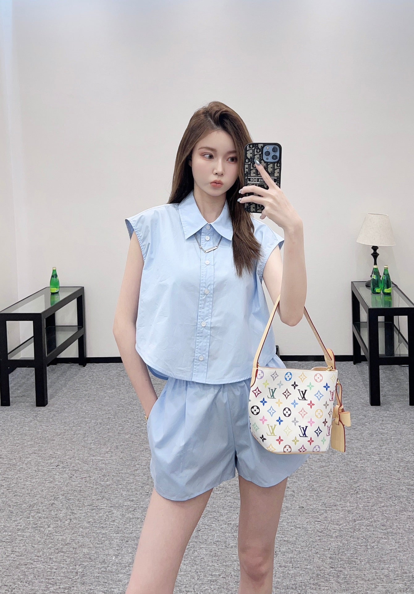 ♥A*♥2025 new product Sleeveless shirt and shorts set