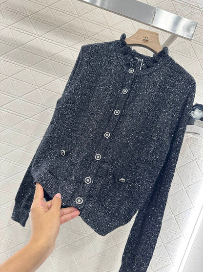 C*♥2025 new product Lace hollow knitted cardigan