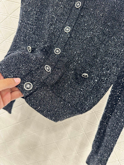 C*♥2025 new product Lace hollow knitted cardigan