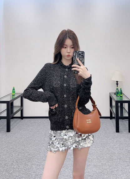 C*♥2025 new product Lace hollow knitted cardigan