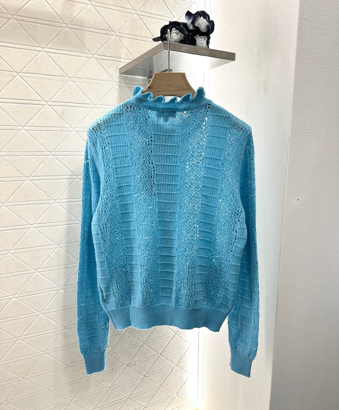 C*♥2025 new product Lace hollow knitted cardigan