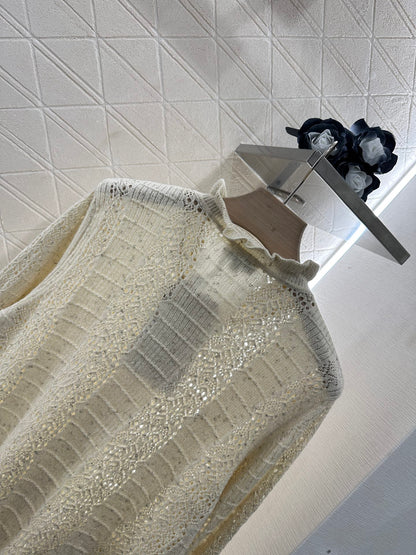 C*♥2025 new product Lace hollow knitted cardigan