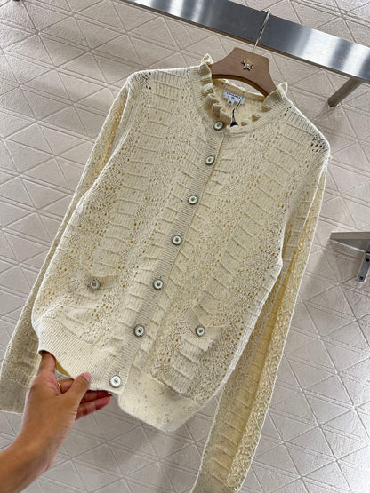 C*♥2025 new product Lace hollow knitted cardigan