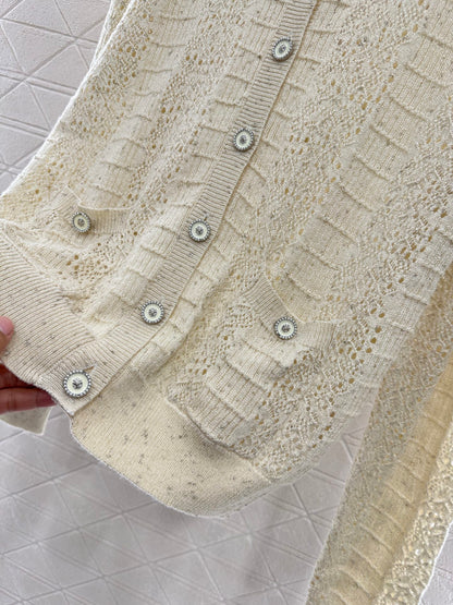 C*♥2025 new product Lace hollow knitted cardigan