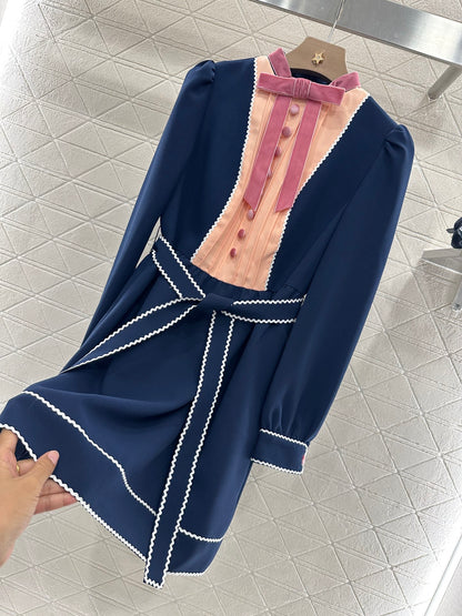 V*♥2025 new product Bow belt dress