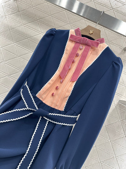 V*♥2025 new product Bow belt dress