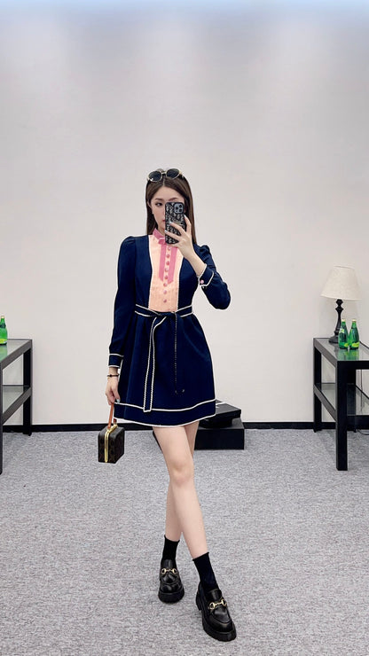V*♥2025 new product Bow belt dress