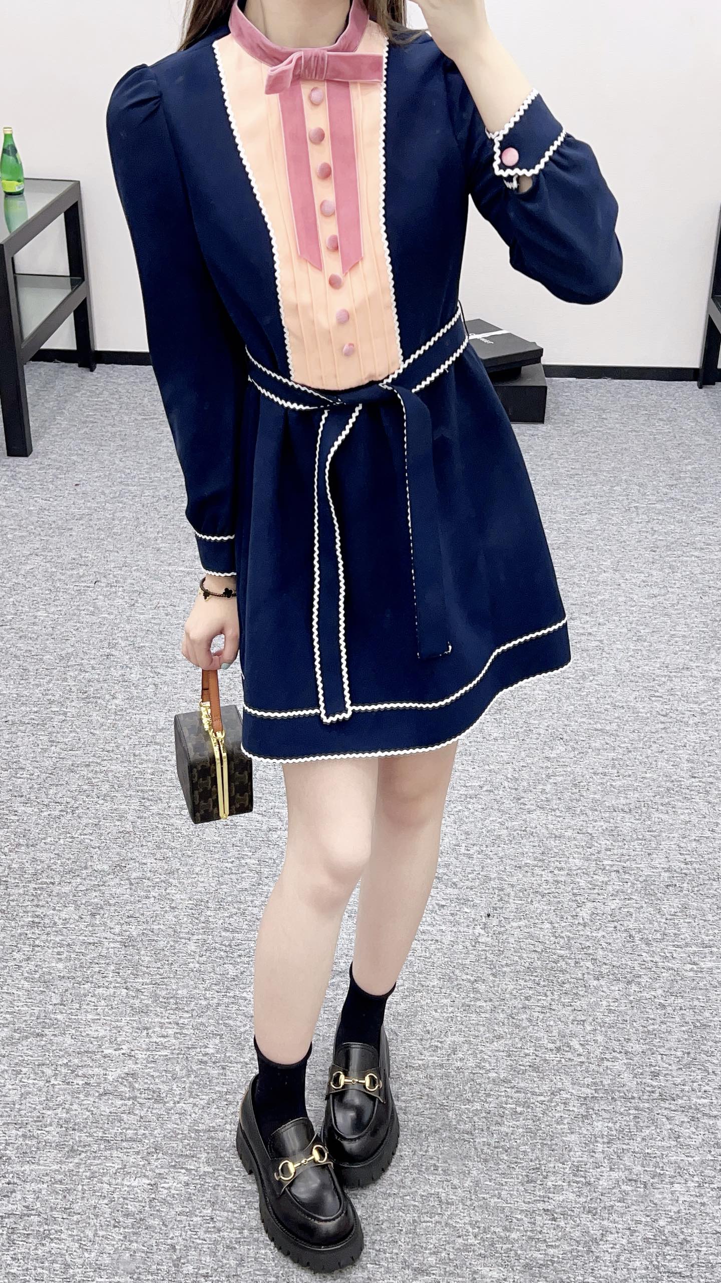 V*♥2025 new product Bow belt dress