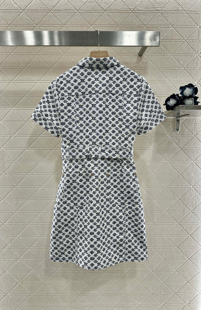 L*♥2025 new product Printed belt denim dress