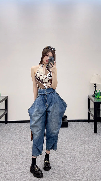L*♥2025 new product Super cool denim cropped pants