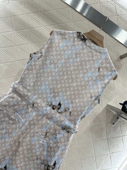 L*♥2025 new product Printed gradient vest dress