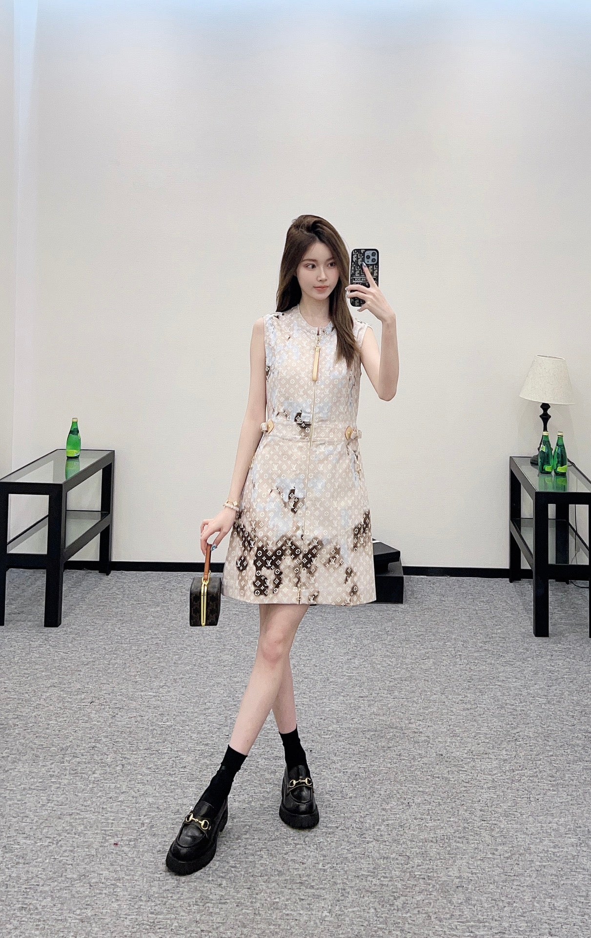 L*♥2025 new product Printed gradient vest dress