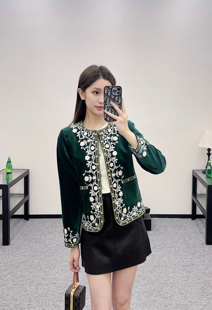 C*♥2025 new product Velvet embroidered jacket