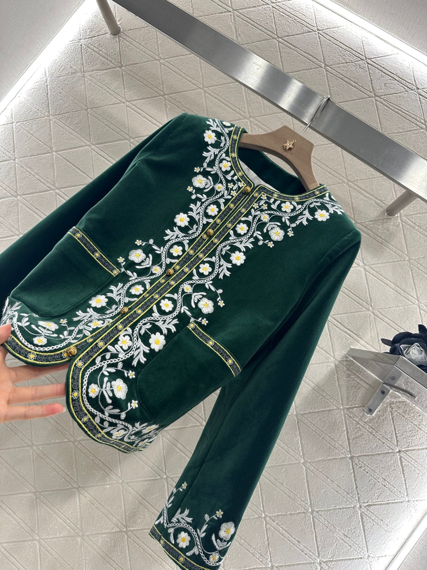 C*♥2025 new product Velvet embroidered jacket