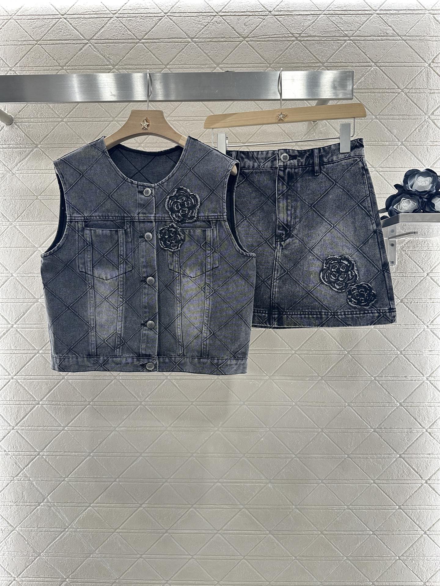 C*♥2025 new products Denim vest and short skirt set
