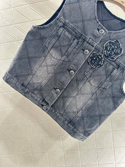 C*♥2025 new products Denim vest and short skirt set