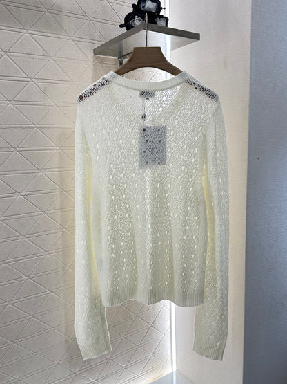 C*♥2025 new product Hollow rhinestone cardigan