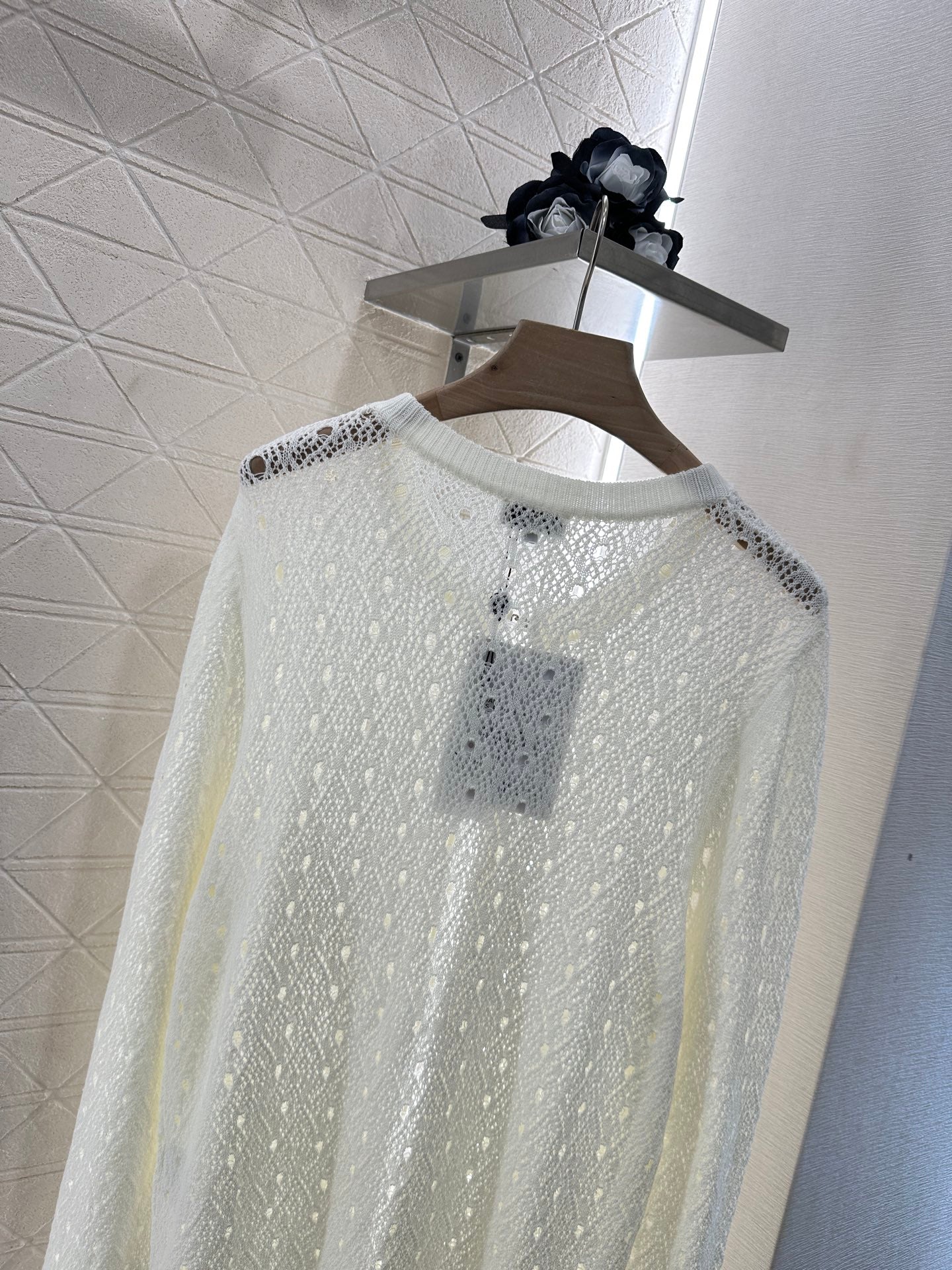 C*♥2025 new product Hollow rhinestone cardigan