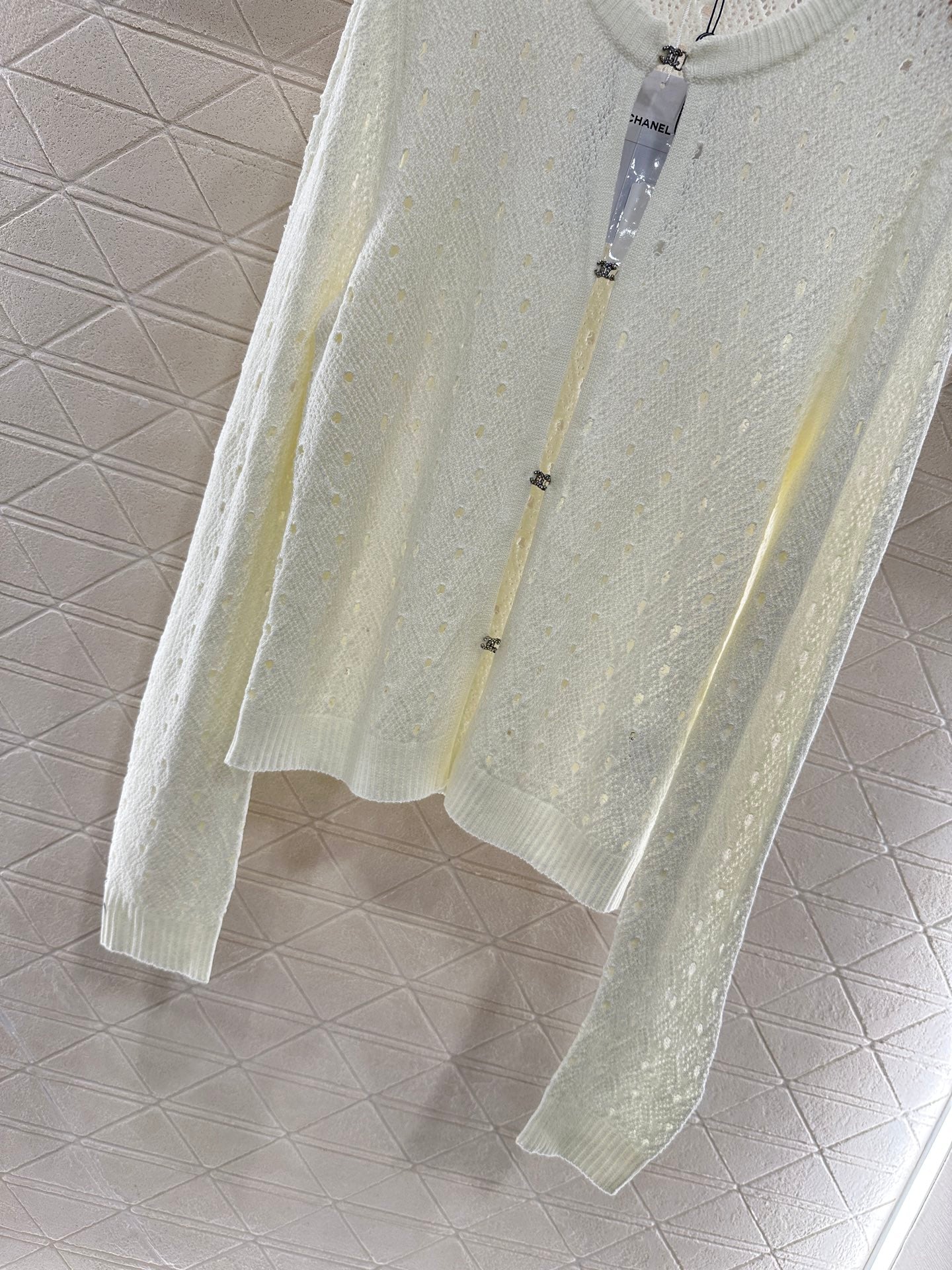 C*♥2025 new product Hollow rhinestone cardigan