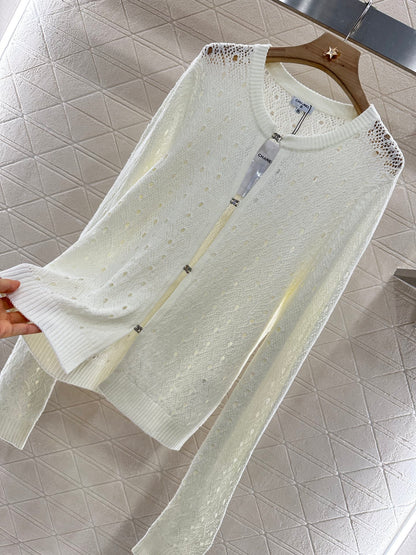 C*♥2025 new product Hollow rhinestone cardigan
