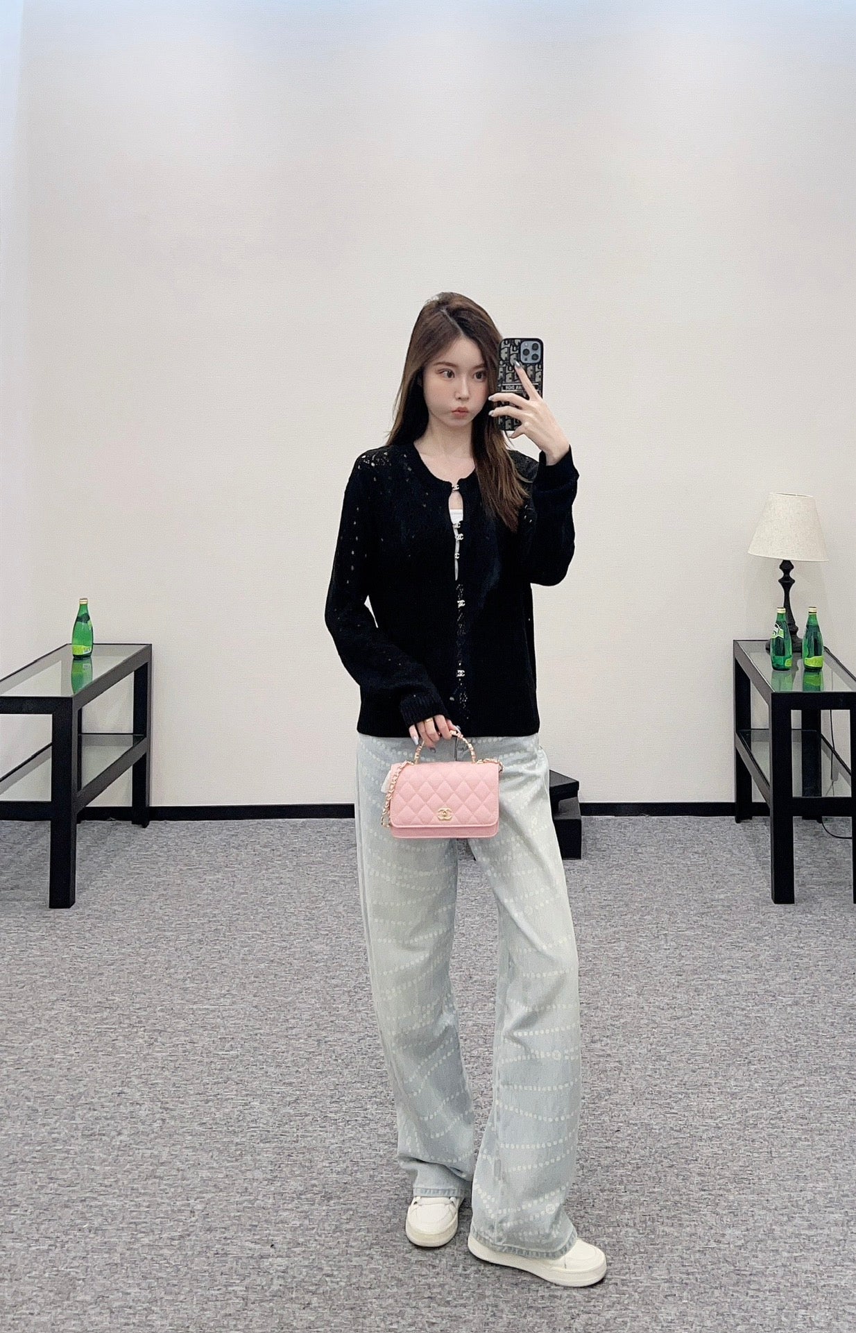 C*♥2025 new product Hollow rhinestone cardigan