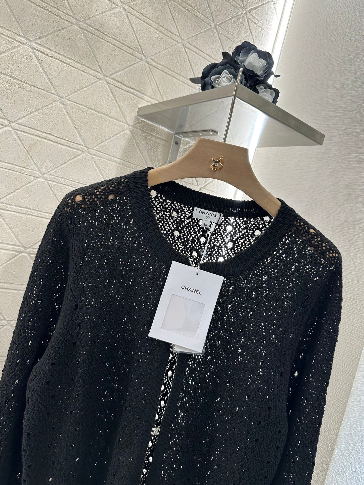 C*♥2025 new product Hollow rhinestone cardigan