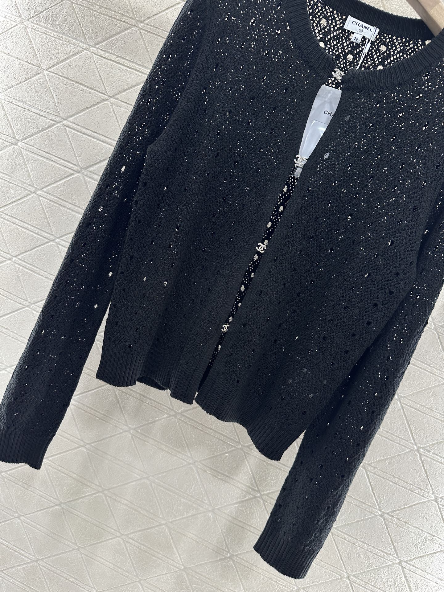 C*♥2025 new product Hollow rhinestone cardigan