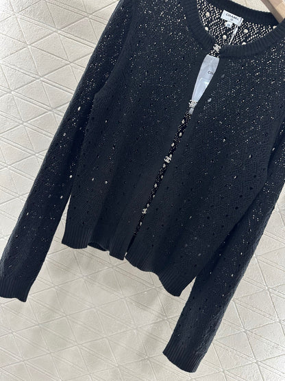 C*♥2025 new product Hollow rhinestone cardigan