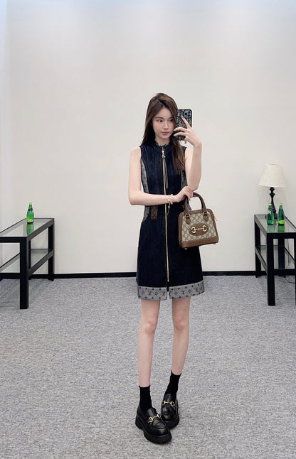 Louis *♥2025 new product Jacquard leather vest skirt