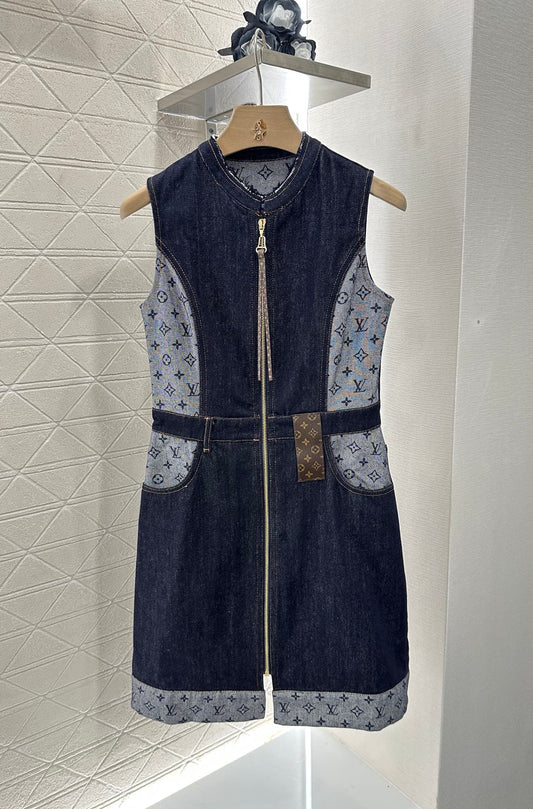 Louis *♥2025 new product Jacquard leather vest skirt