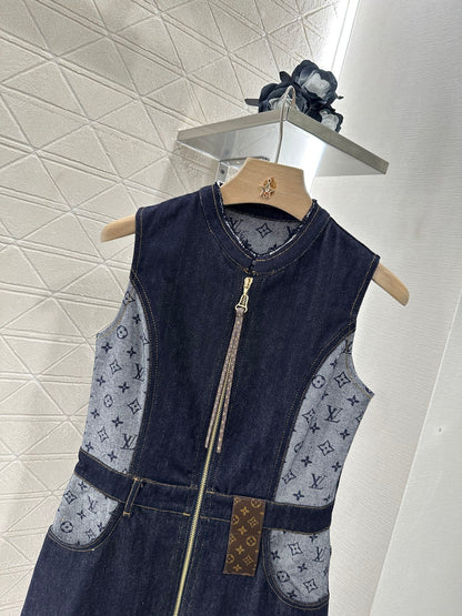 Louis *♥2025 new product Jacquard leather vest skirt