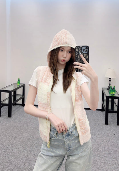 C*♥2025 new product Hooded knitted vest