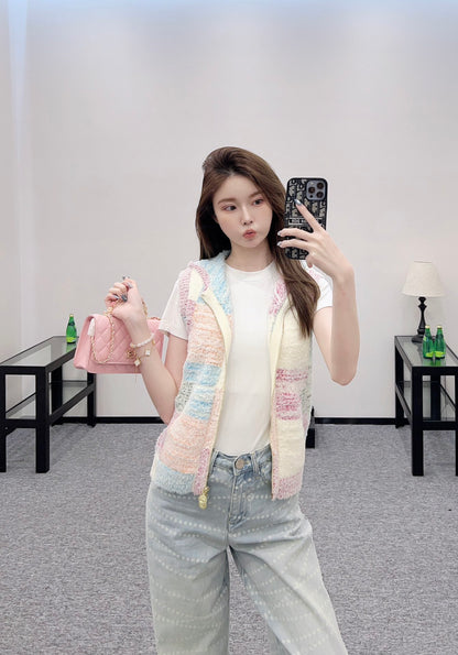 C*♥2025 new product Hooded knitted vest