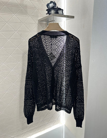 L*♥2025 new product Hollow cardigan and skirt set