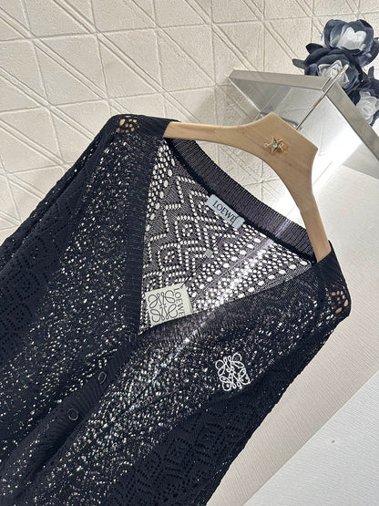 L*♥2025 new product Hollow cardigan and skirt set