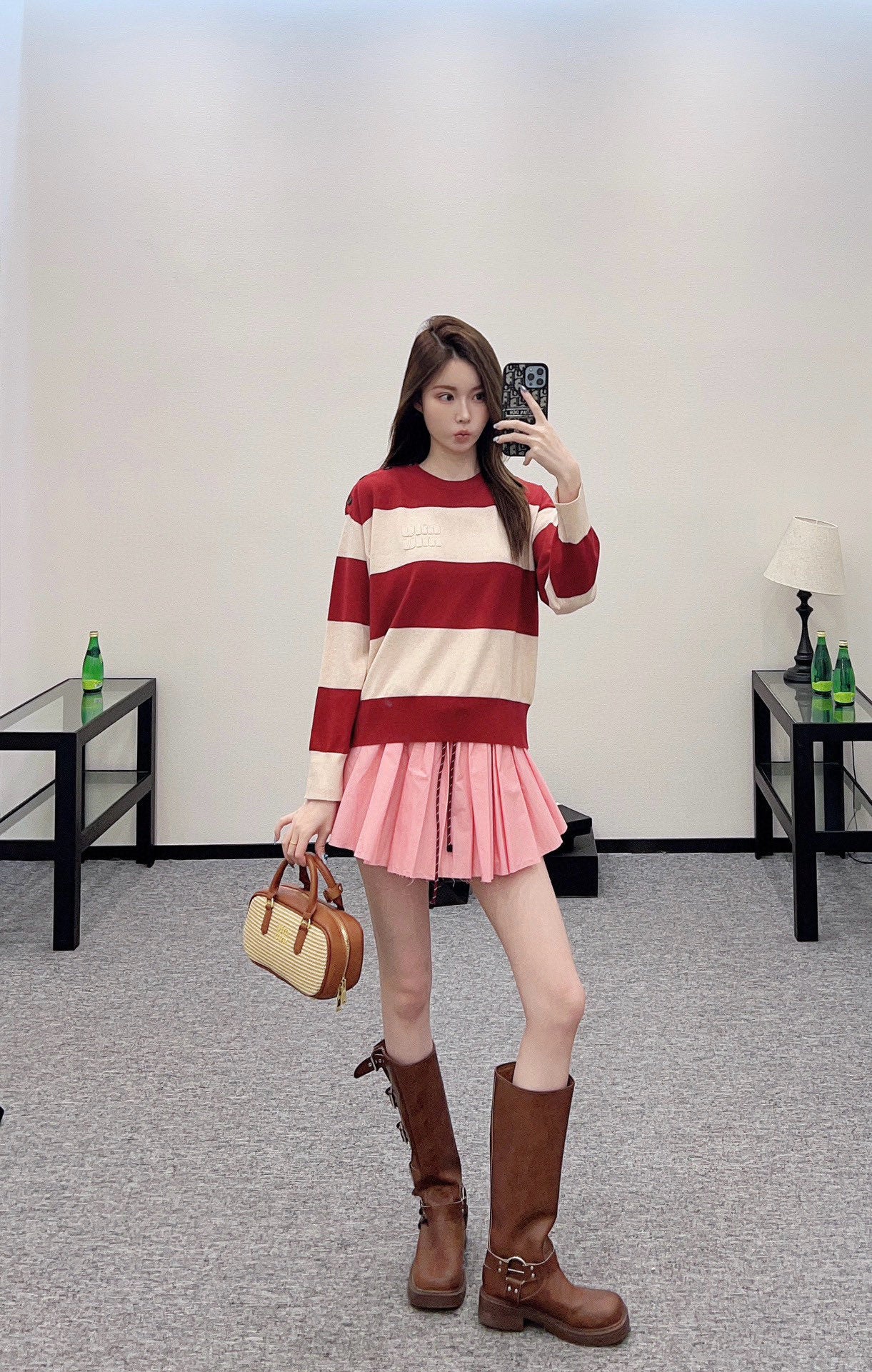 Mi*mi*♥ new product Striped crew neck sweater
